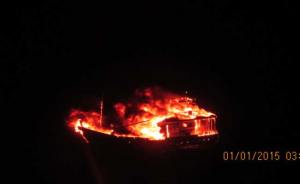 Indian Government Photo: Pakistani F/V self-destructs after intercept by Indian Coast Guard