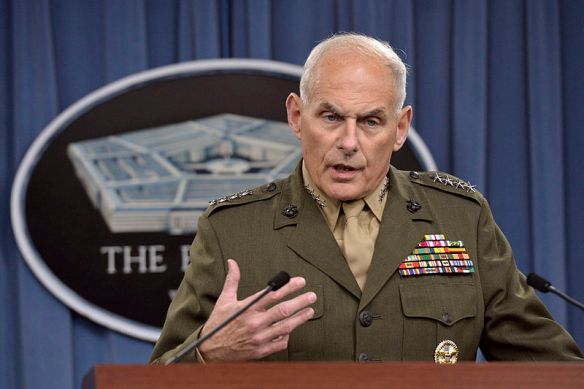 Marine Corps Gen. John F. Kelly, commander of U.S. Southern Command, discusses the latest developments in his command's efforts to stem the flow of drugs from South and Central America while briefing reporters at the Pentagon, March 13, 2014.
